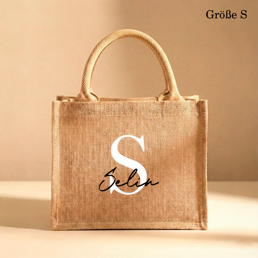 Personalisierte Jutetasche mit Namen | Stilvolle Alltagstasche & Shopper | Geschenkidee Modern & Zeitlos