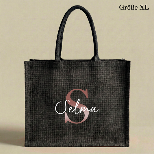 Personalisierte Jutetasche mit Namen | Stilvolle Alltagstasche & Shopper | Geschenkidee Modern & Zeitlos