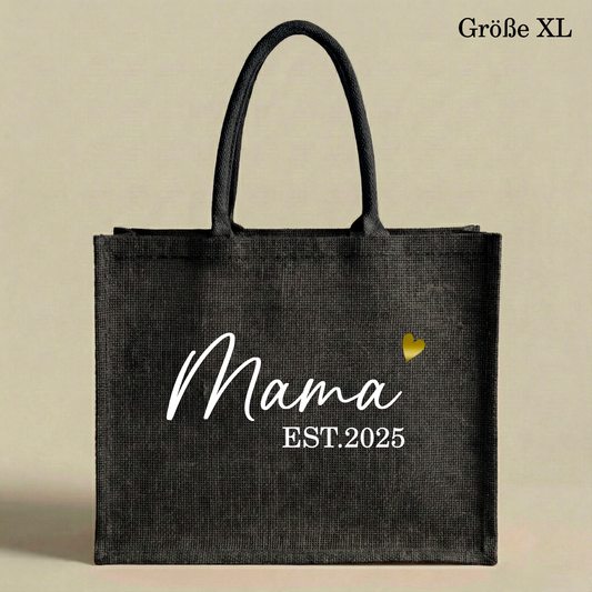 Personalisierte Jutetasche (Mama) Geburtsjahr | Stilvolle Alltagstasche & Shopper | Geschenkidee Modern & Zeitlos