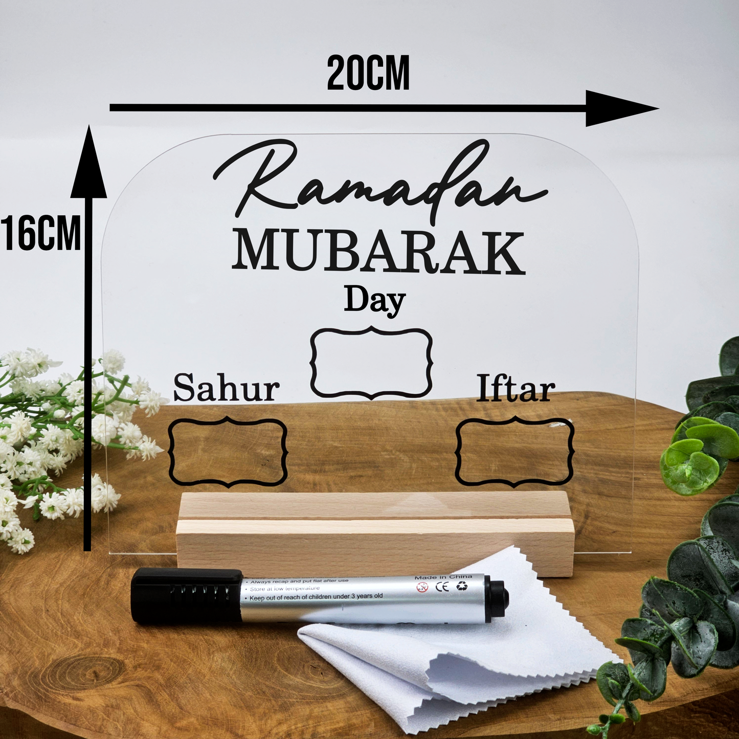 Ramadan / Ramazan Imsakiye Planer aus Acryl – Sahur & Iftar Zeiten | Beschreibbar | Islamische Deko & Geschenkidee (Kompakt Arabisch)