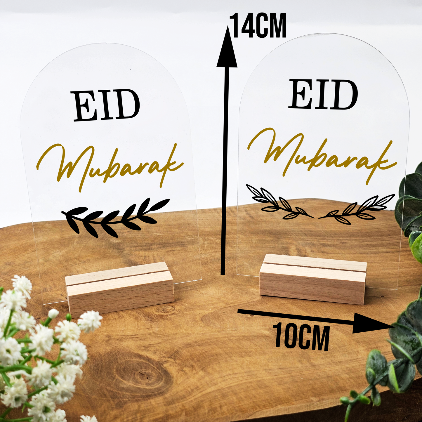 Ramadan Acrylschild mit Holzfuß | Bayram Deko | Eid Mubarak Tischdeko | Islamische Geschenkidee (Eid Mubarak 3)