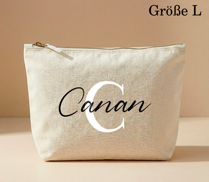Personalisierte Accessoires-Tasche | Kosmetik- & Kulturtasche mit Namen | In 3 Größen verfügbar mit Anfangsbuchstaben