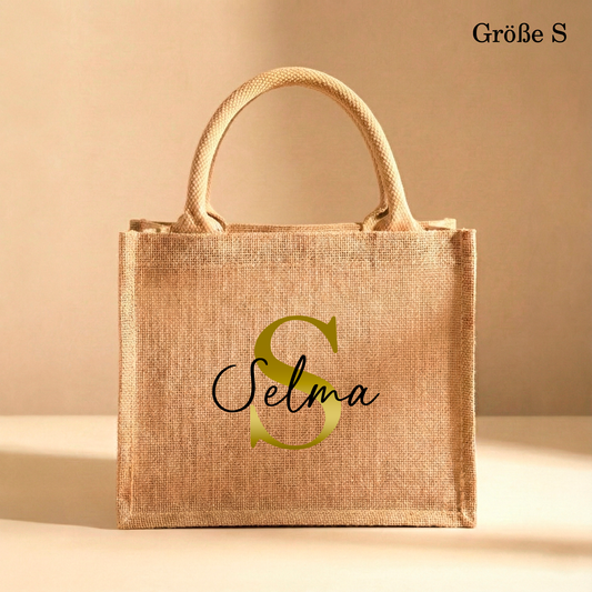 Personalisierte Jutetasche mit Namen | Stilvolle Alltagstasche & Shopper | Geschenkidee Modern & Zeitlos