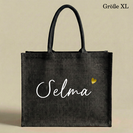 Personalisierte Jutetasche mit Namen | Stilvolle Alltagstasche & Shopper | Geschenkidee Modern & Zeitlos