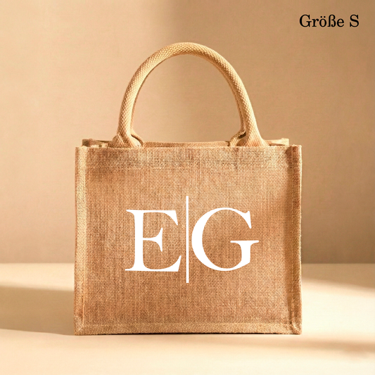 Personalisierte Jutetasche mit Initialen | Stilvolle Alltagstasche & Shopper | Geschenkidee Modern & Zeitlos