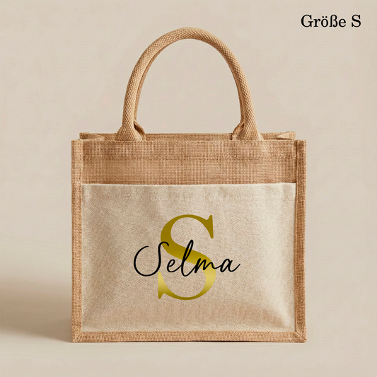 Personalisierte Jutetasche mit Namen | Stilvolle Alltagstasche & Shopper | Geschenkidee Modern & Zeitlos