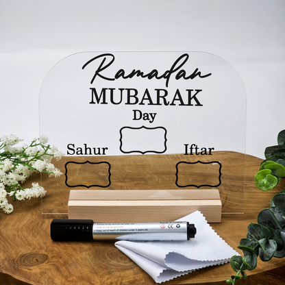 Ramadan / Ramazan Imsakiye Planer aus Acryl – Sahur & Iftar Zeiten | Beschreibbar | Islamische Deko & Geschenkidee (Kompakt Arabisch)