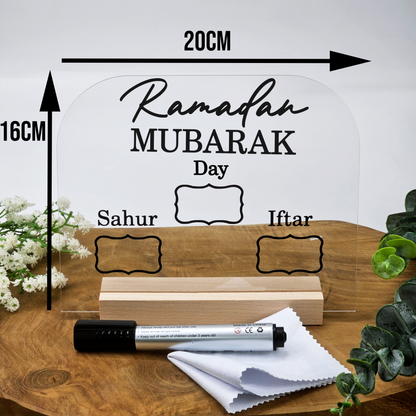 Ramadan / Ramazan Imsakiye Planer aus Acryl – Sahur & Iftar Zeiten | Beschreibbar | Islamische Deko & Geschenkidee (Kompakt Arabisch)