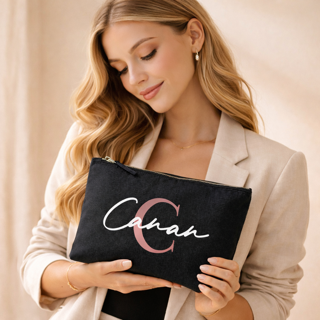 Personalisierte Accessoires-Tasche | Kosmetik- & Kulturtasche mit Namen | In 3 Größen verfügbar mit Anfangsbuchstaben