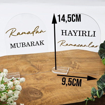 Ramadan Acrylschild mit Acrylstandfuß | Bayram Deko | Eid Mubarak Tischdeko | Islamische Geschenkidee (Hayirli Ramazanlar)