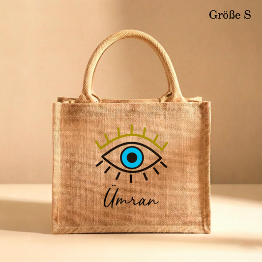 Personalisierte Jutetasche mit Auge | Stilvolle Alltagstasche & Shopper | Geschenkidee Modern & Zeitlos