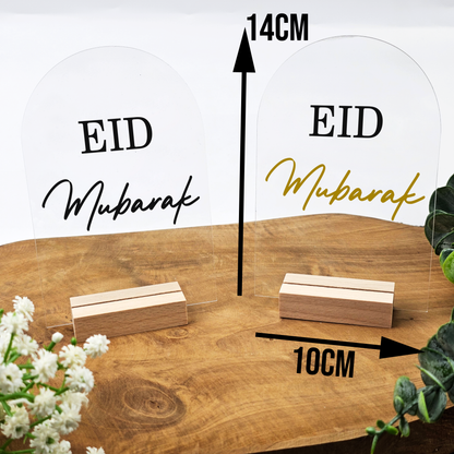 Ramadan Acrylschild mit Holzfuß | Bayram Deko | Eid Mubarak Tischdeko | Islamische Geschenkidee (Eid Mubarak)