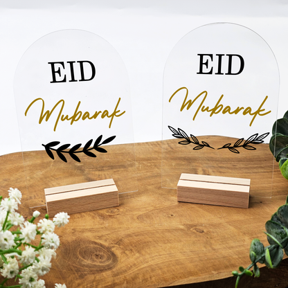 Ramadan Acrylschild mit Holzfuß | Bayram Deko | Eid Mubarak Tischdeko | Islamische Geschenkidee (Eid Mubarak 3)