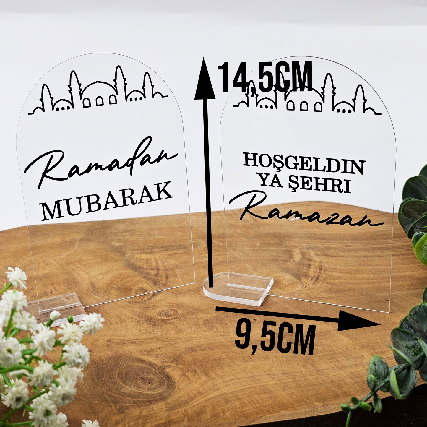 Ramadan Acrylschild mit Acrylstandfuß | Bayram Deko | Eid Mubarak Tischdeko | Islamische Geschenkidee (Ramadan Mubarak)