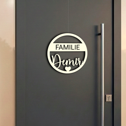 Personalisierter Willkommensschild aus Holz | Türschild & Willkommenskranz mit Familiennamen | Einzug & Hochzeit