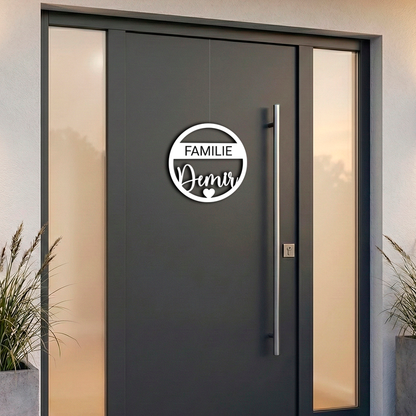 Personalisierter Willkommensschild aus Holz | Türschild & Willkommenskranz mit Familiennamen | Einzug & Hochzeit