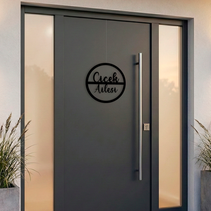 Personalisierter Willkommensschild aus Holz | Türschild & Willkommenskranz mit Familiennamen | Einzug & Hochzeit