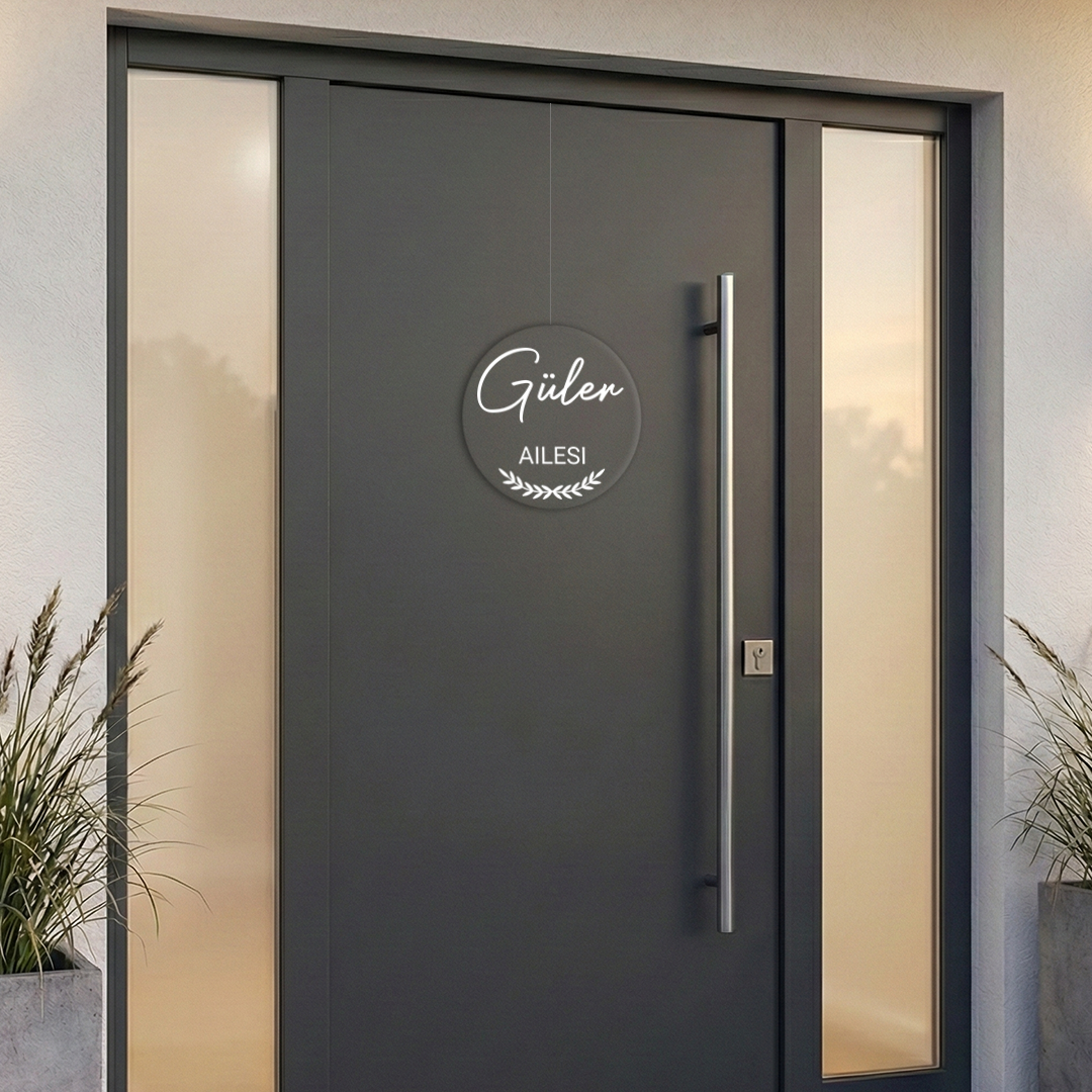Personalisierter Willkommensschild aus Acryl| Türschild & Willkommenskranz mit Familiennamen | Einzug & Hochzeit