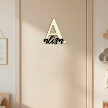 Personalisiertes Namensschild für Kinderzimmer | Türschild aus Holz mit Name & Buchstabe