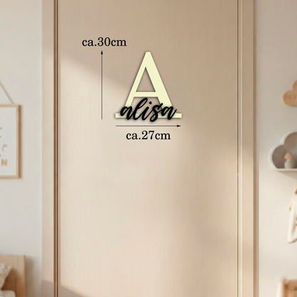 Personalisiertes Namensschild für Kinderzimmer | Türschild aus Holz mit Name & Buchstabe