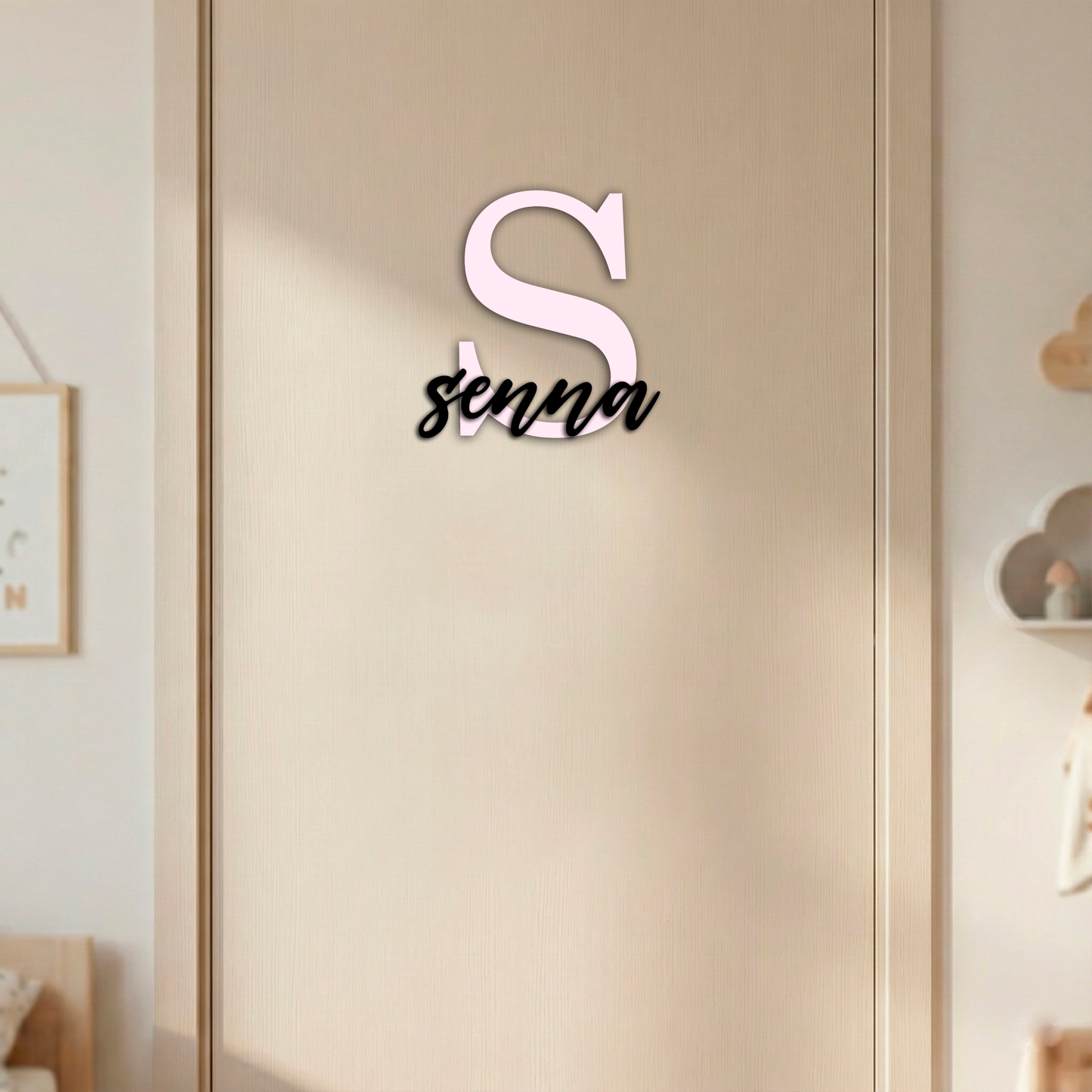 Personalisiertes Namensschild für Kinderzimmer | Türschild aus Holz mit Name & Buchstabe