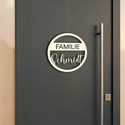 Personalisierter Willkommensschild aus Holz | Türschild & Willkommenskranz mit Familiennamen | Einzug & Hochzeit