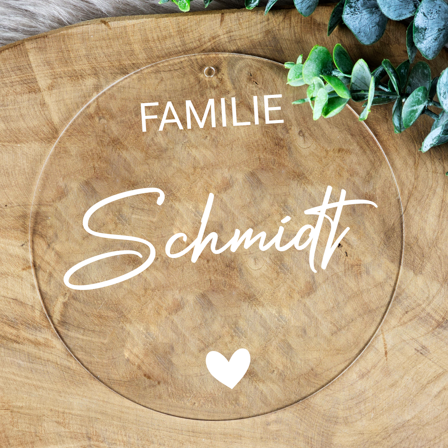Personalisierter Willkommensschild aus Acryl| Türschild & Willkommenskranz mit Familiennamen | Einzug & Hochzeit