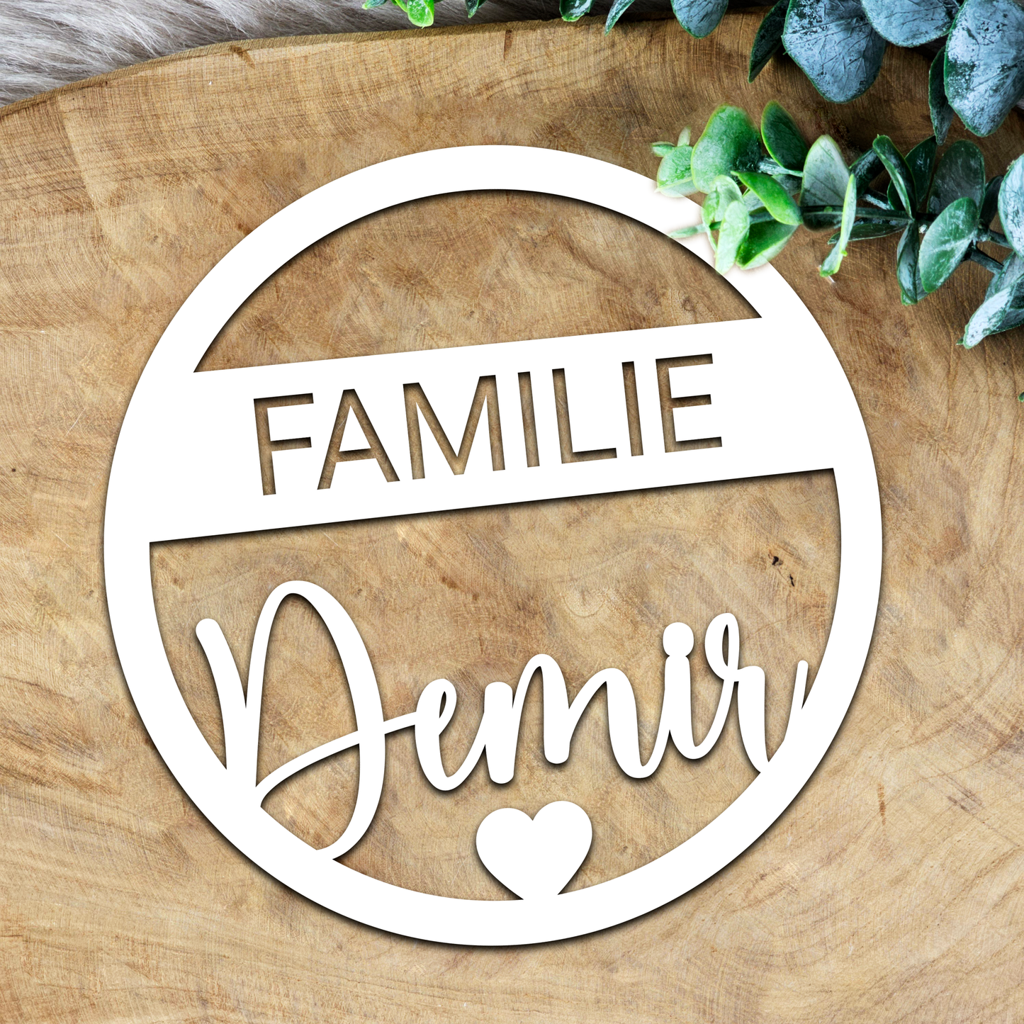 Personalisierter Willkommensschild aus Holz | Türschild & Willkommenskranz mit Familiennamen | Einzug & Hochzeit