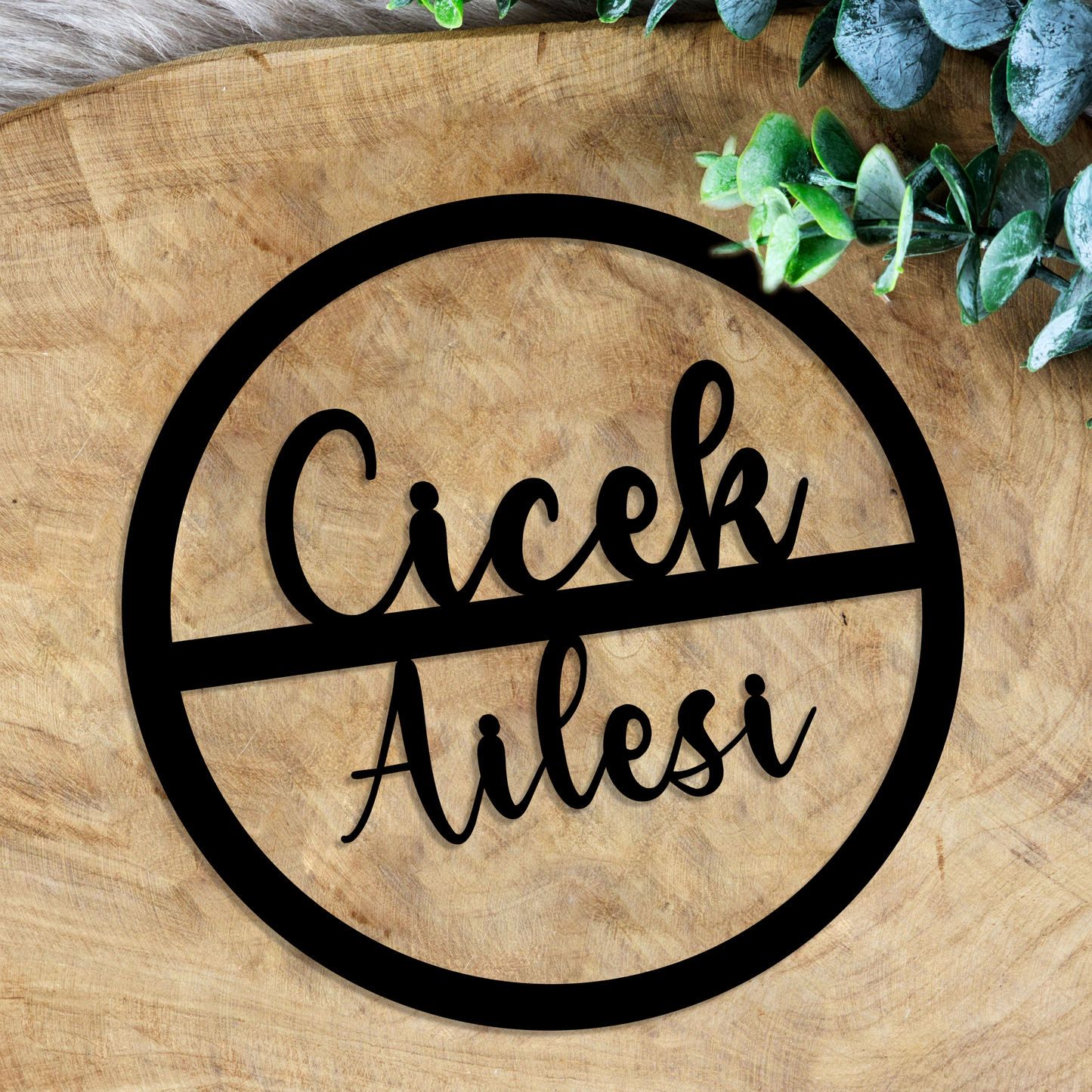 Personalisierter Willkommensschild aus Holz | Türschild & Willkommenskranz mit Familiennamen | Einzug & Hochzeit