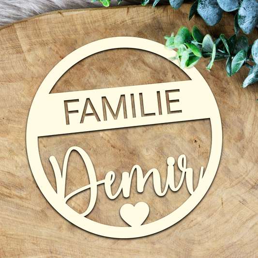 Personalisierter Willkommensschild aus Holz | Türschild & Willkommenskranz mit Familiennamen | Einzug & Hochzeit