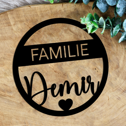 Personalisierter Willkommensschild aus Holz | Türschild & Willkommenskranz mit Familiennamen | Einzug & Hochzeit