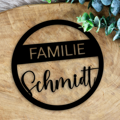 Personalisierter Willkommensschild aus Holz | Türschild & Willkommenskranz mit Familiennamen | Einzug & Hochzeit