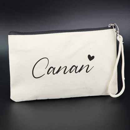 Personalisierte Kosmetiktasche aus Baumwolle | Multifunktionelle Accessoire-Tasche mit Namen