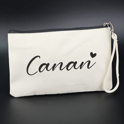 Personalisierte Kosmetiktasche aus Baumwolle | Multifunktionelle Accessoire-Tasche mit Namen