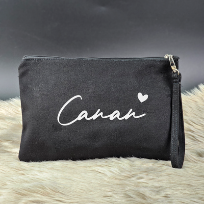 Personalisierte Kosmetiktasche aus Baumwolle | Multifunktionelle Accessoire-Tasche mit Namen