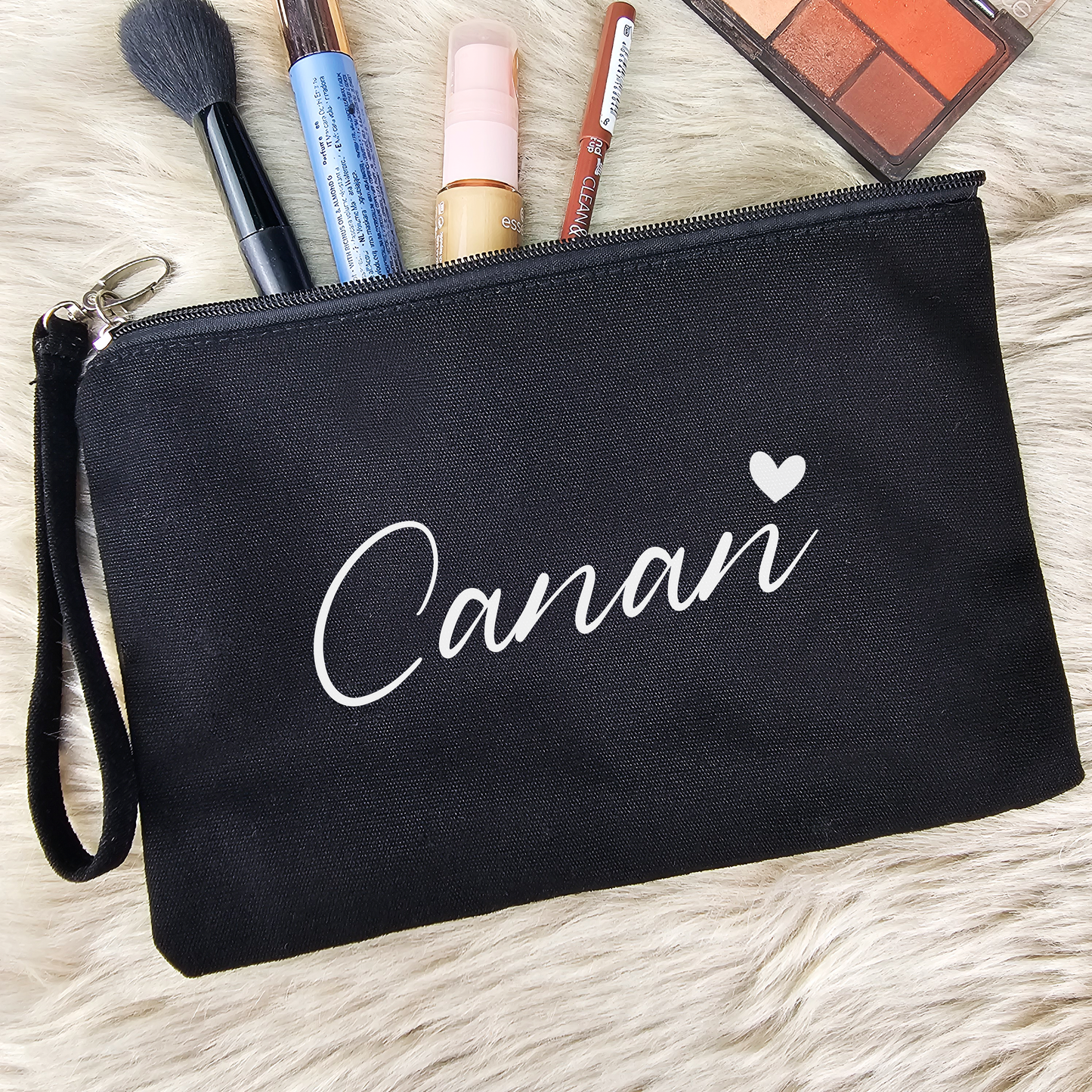 Personalisierte Kosmetiktasche aus Baumwolle | Multifunktionelle Accessoire-Tasche mit Namen