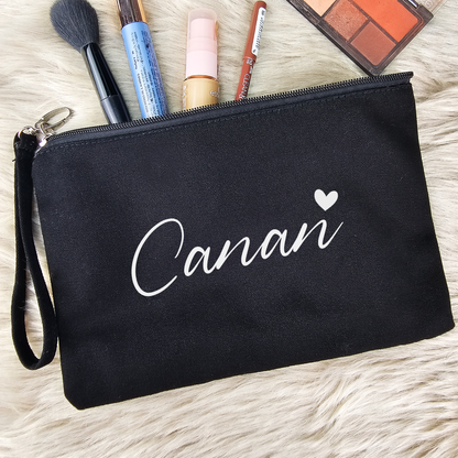 Personalisierte Kosmetiktasche aus Baumwolle | Multifunktionelle Accessoire-Tasche mit Namen