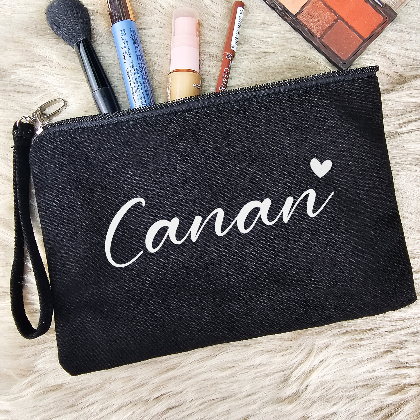 Personalisierte Kosmetiktasche aus Baumwolle | Multifunktionelle Accessoire-Tasche mit Namen