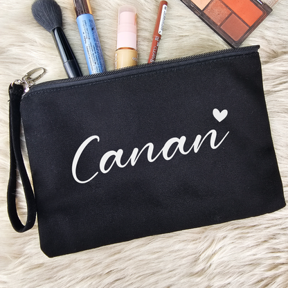 Personalisierte Kosmetiktasche aus Baumwolle | Multifunktionelle Accessoire-Tasche mit Namen