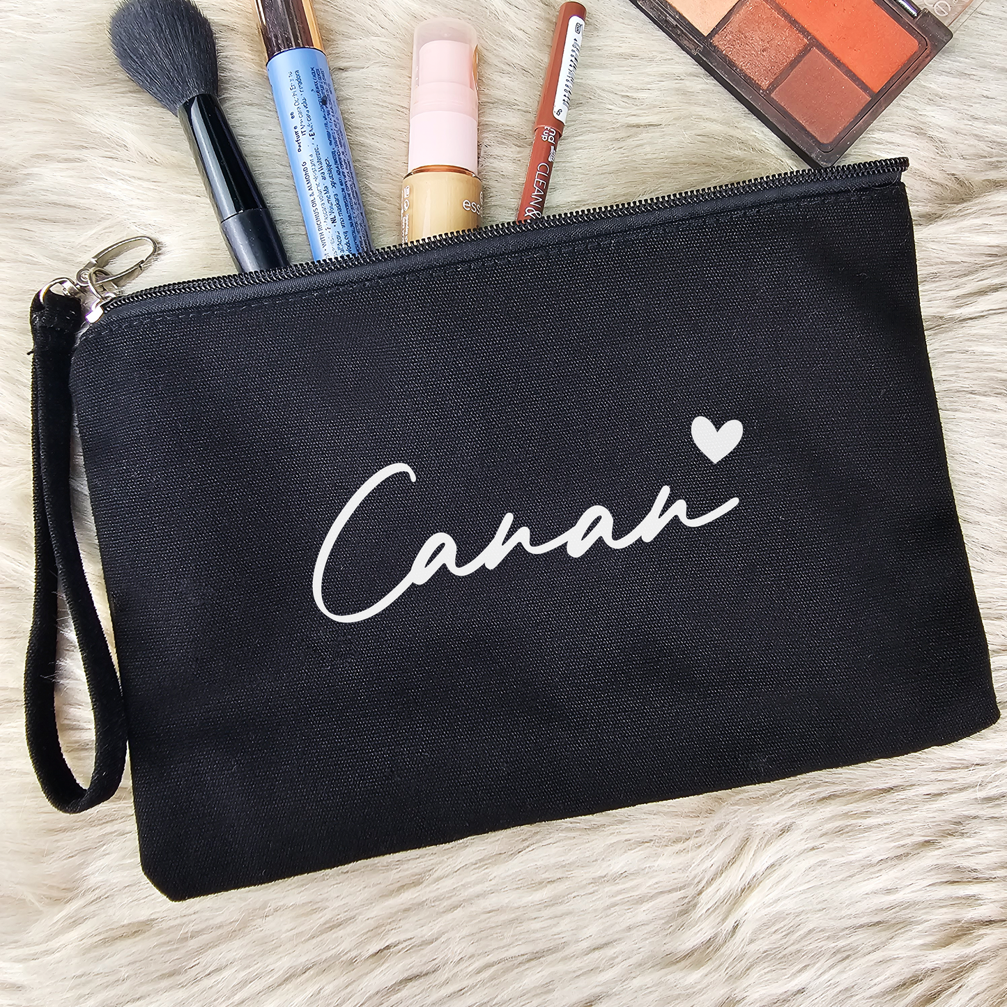 Personalisierte Kosmetiktasche aus Baumwolle | Multifunktionelle Accessoire-Tasche mit Namen