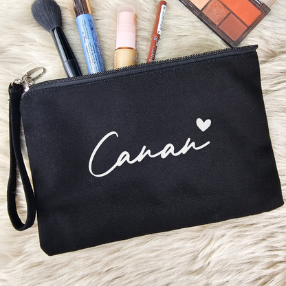 Personalisierte Kosmetiktasche aus Baumwolle | Multifunktionelle Accessoire-Tasche mit Namen