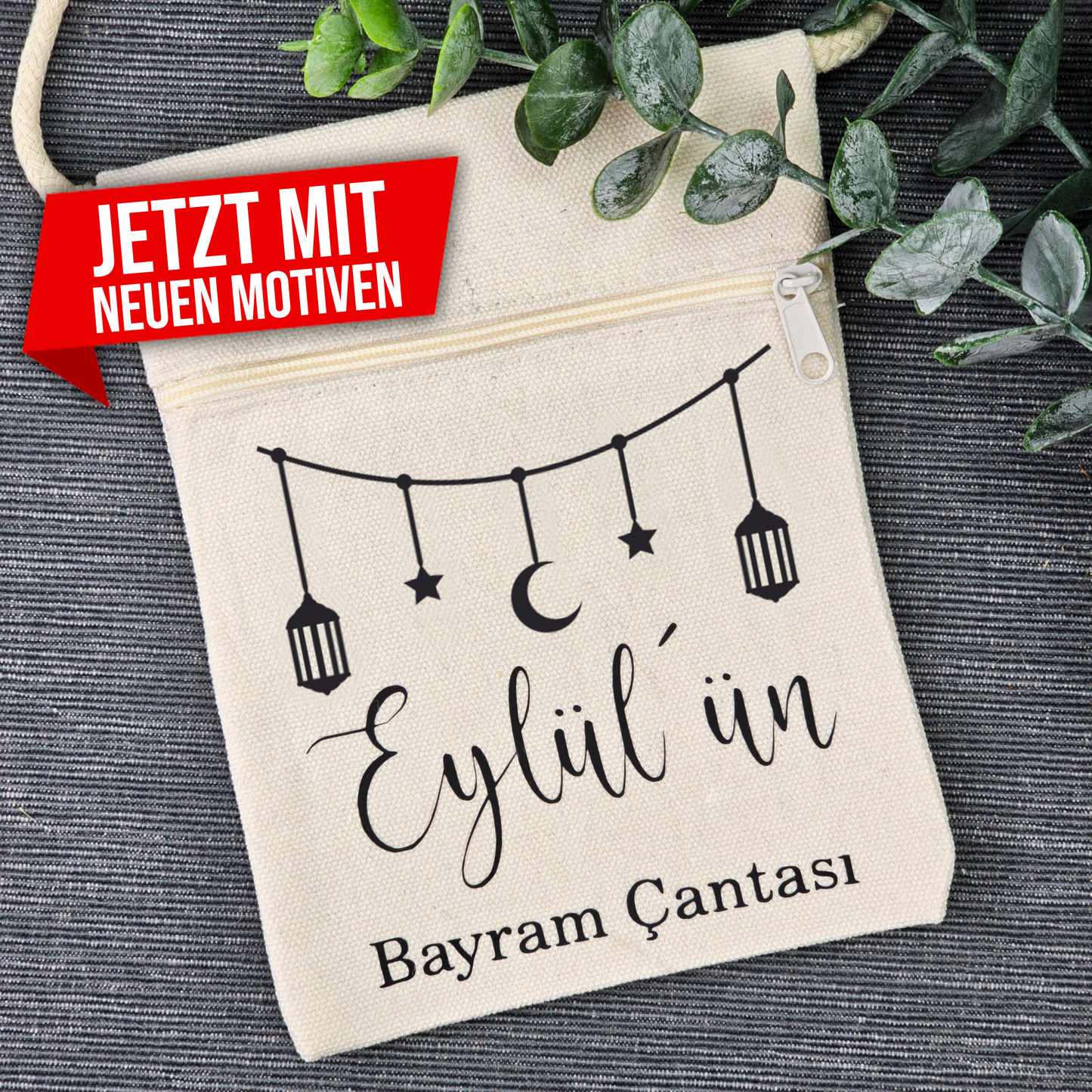 Bayram / Eid Tasche mit Namen – Personalisierbar (Eid Mubarak, Ramadan Geschenk – Motiv Gierlande)