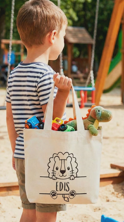 Personalisierte Mini Bag für die Kita | Wechselkleidung & Spielzeug | Tasche mit Namen & Tiermotiv