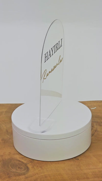 Ramadan Acrylschild mit Acrylstandfuß | Bayram Deko | Eid Mubarak Tischdeko | Islamische Geschenkidee (Hayirli Ramazanlar)