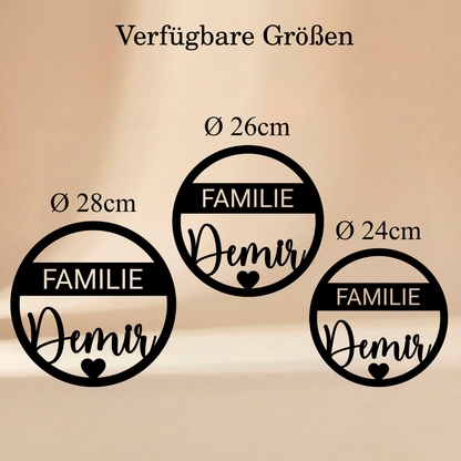 Personalisierter Willkommensschild aus Holz | Türschild & Willkommenskranz mit Familiennamen | Einzug & Hochzeit