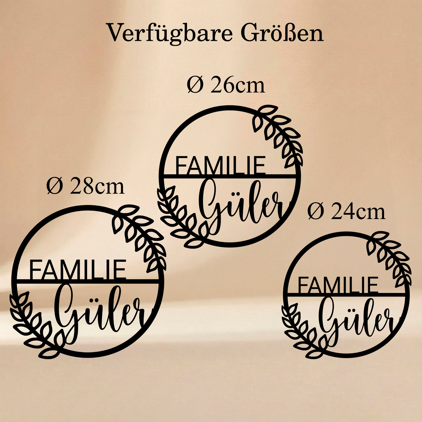 Personalisierter Willkommensschild aus Holz | Türschild & Willkommenskranz mit Familiennamen | Einzug & Hochzeit