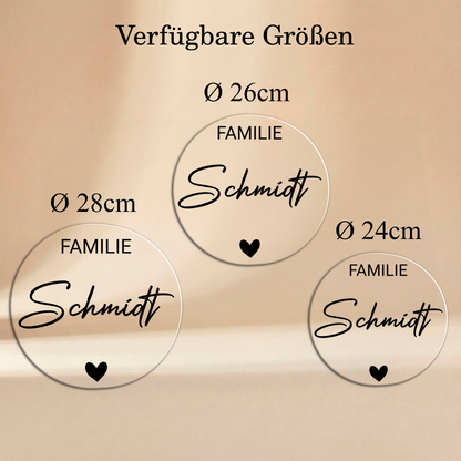Personalisierter Willkommensschild aus Acryl| Türschild & Willkommenskranz mit Familiennamen | Einzug & Hochzeit