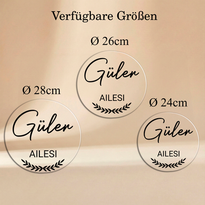 Personalisierter Willkommensschild aus Acryl| Türschild & Willkommenskranz mit Familiennamen | Einzug & Hochzeit