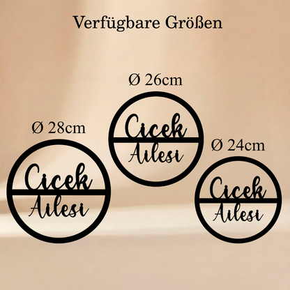 Personalisierter Willkommensschild aus Holz | Türschild & Willkommenskranz mit Familiennamen | Einzug & Hochzeit