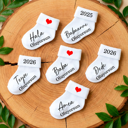 Baby Söckchen zur Schwangerschaftsverkündung | „Baba Oluyorsun“  & weitere Motive | „Du wirst Papa“  & weitere Motive | Türkisch & Deutsch | Babyshooting | Newbornshooting |Geschenkidee